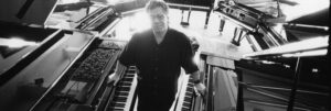 Black and white portrait of jazz pianist Chick Corea by Francis Wolff