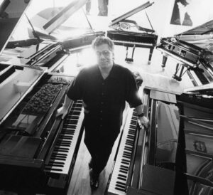 Black and white portrait of jazz pianist Chick Corea by Francis Wolff
