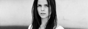 Black and white photograph of jazz musician Mette Henriette by Anton Corbijn