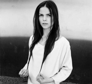 Black and white photograph of jazz musician Mette Henriette by Anton Corbijn