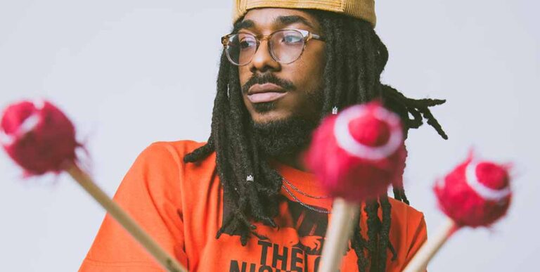Portrait of vibraphone musician Joel Ross