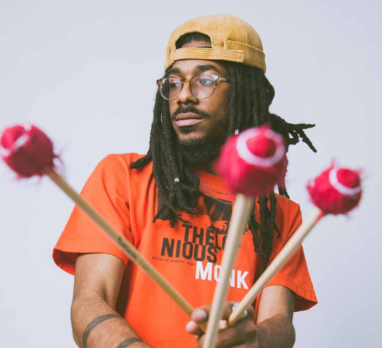 Portrait of vibraphone musician Joel Ross